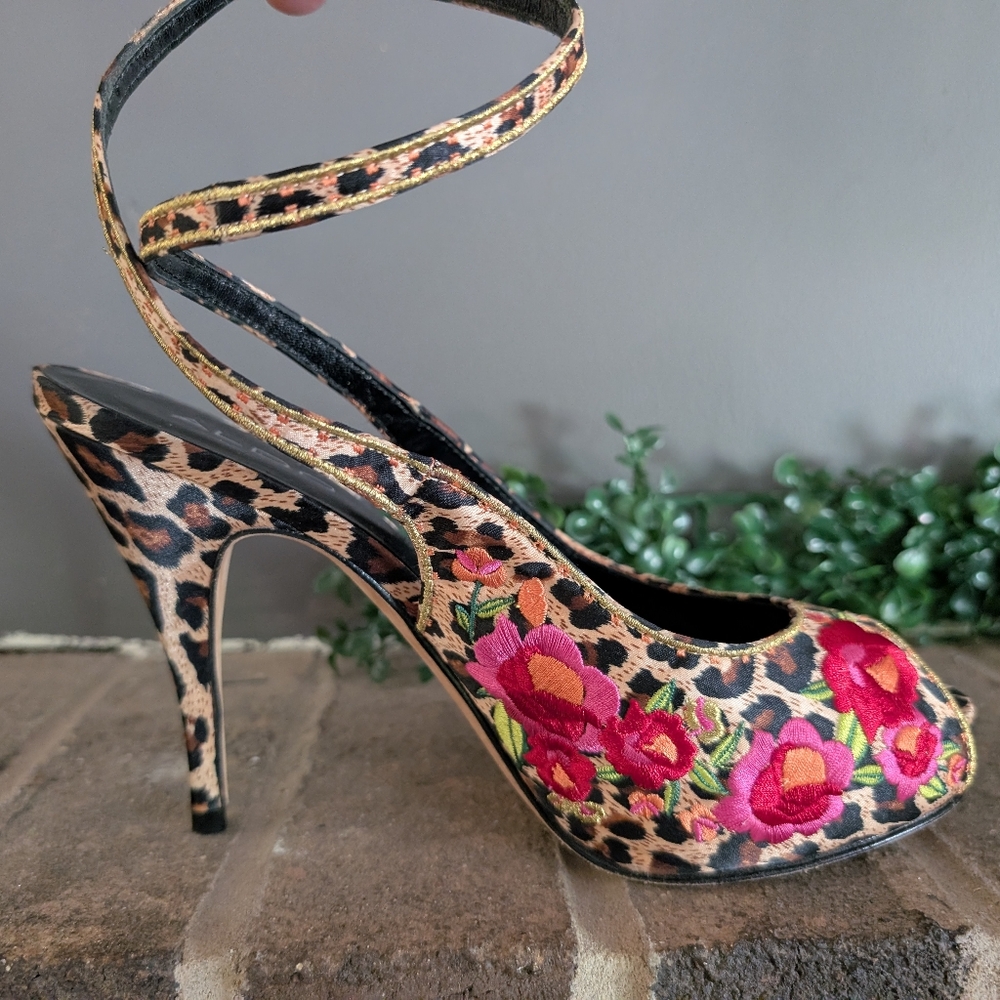 Leopard Print Floral Embroidered Aldo Women's Heels